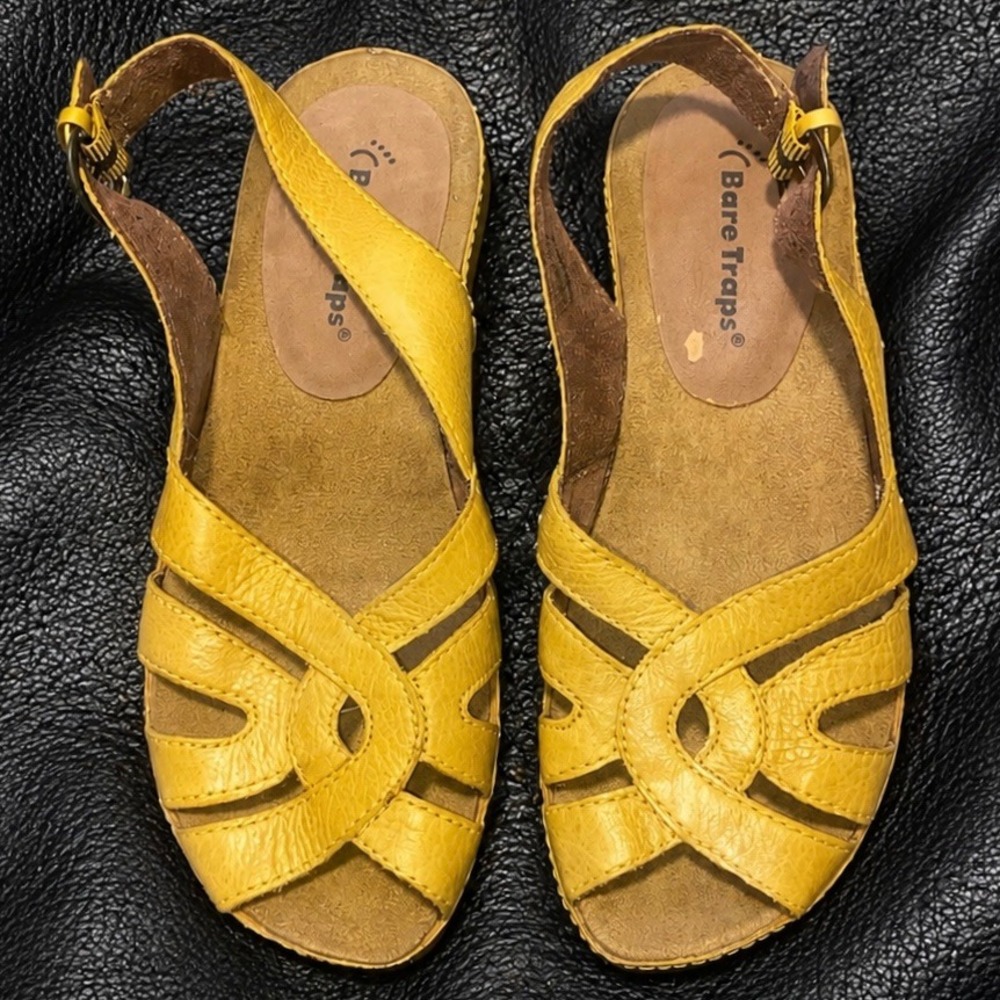 BareTraps Delilah Womens 6M Yellow Leather Slingback Comfort Sandals BT-S1110263 - Picture 2 of 6